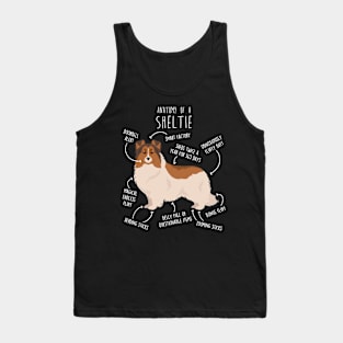 Color Headed White Sheltie Shetland Sheepdog Anatomy Tank Top